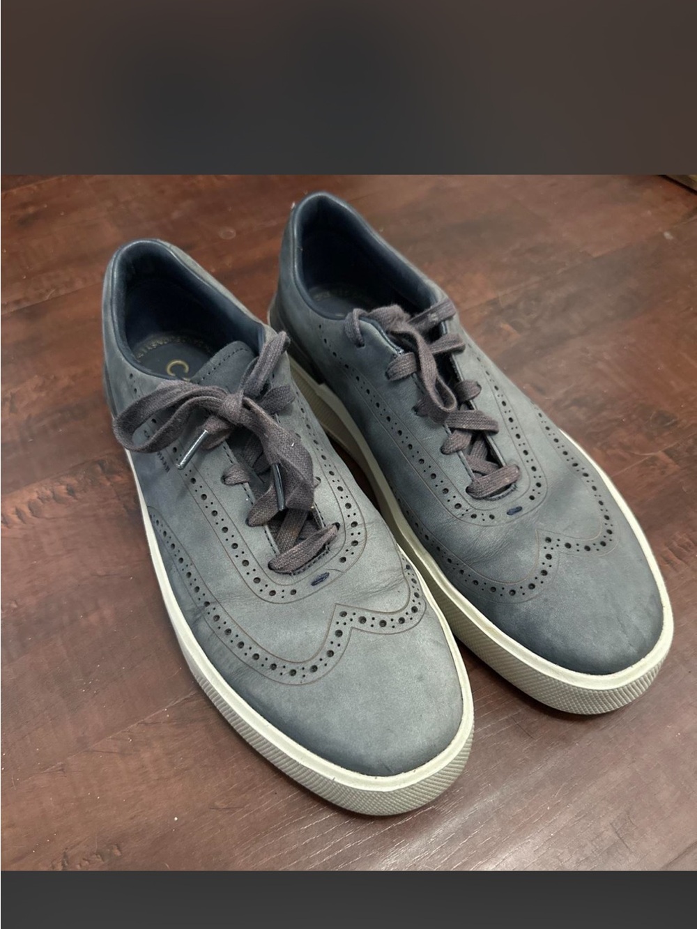 Cole Haan Men's Gray Suede Grand Pro Wingtip Derby Sneakers
